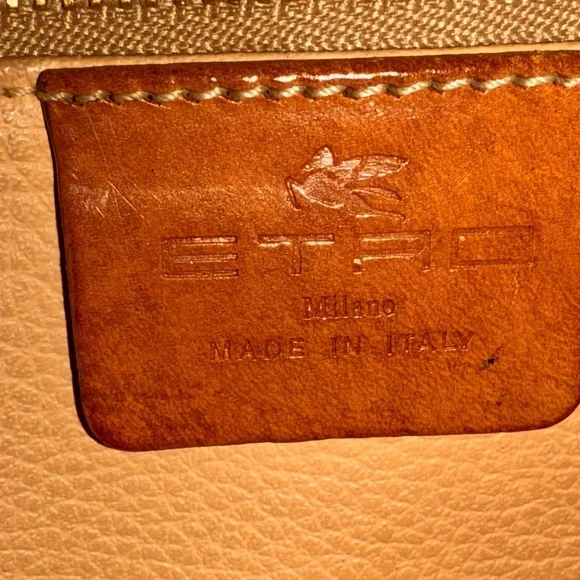 ETRO SATCHEL Brown Leather Handbag WITH LOCK AND KEY original liner inside